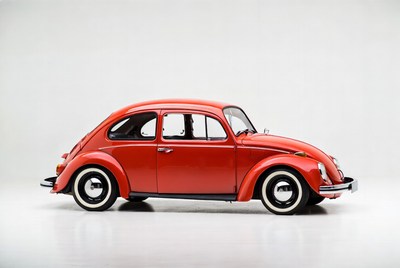 Red Volkswagen Beetle side view