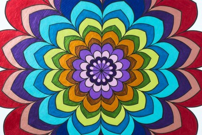 Colorful Rainbow Mandala Flower