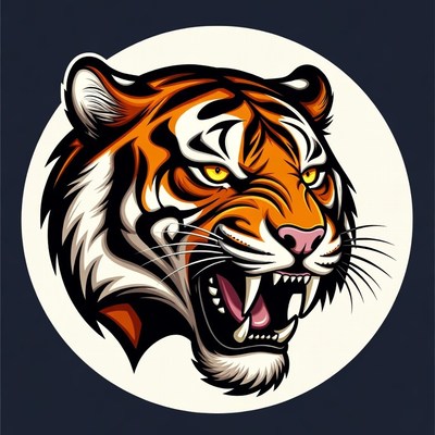 Roaring Tiger Head Illustration