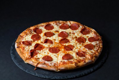 Pepperoni Pizza on Black Slate