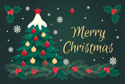 Merry Christmas Tree Illustration