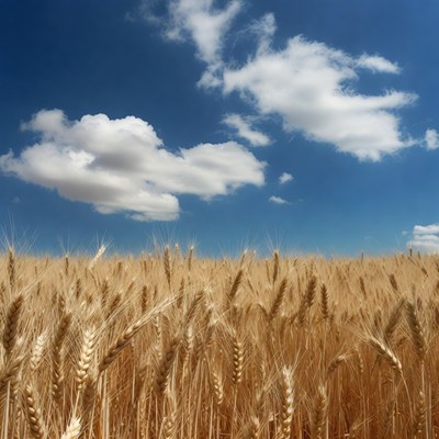 Golden Wheat Field Under Blue Sky