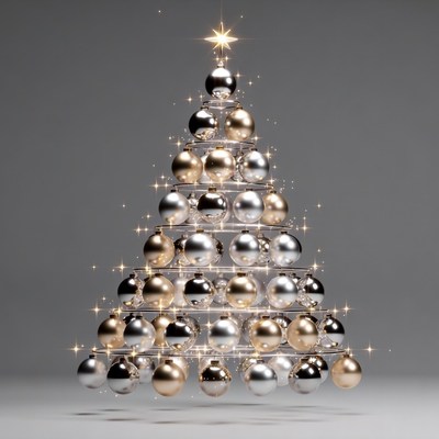 Shiny Gold Silver Christmas Tree