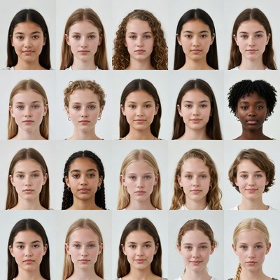 Diverse Young Women Headshots Grid