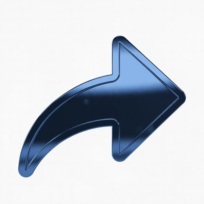 Shiny Blue Curved Arrow