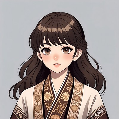 Anime girl in traditional hanbok