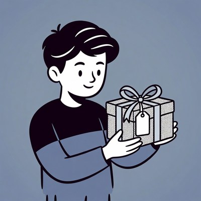 Boy holding gift box