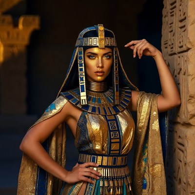 Egyptian Queen in Golden Dress