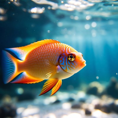 Colorful Angelfish Swimming Underwater