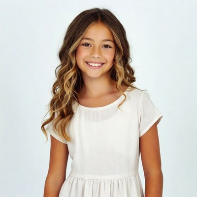 Smiling girl with wavy hair