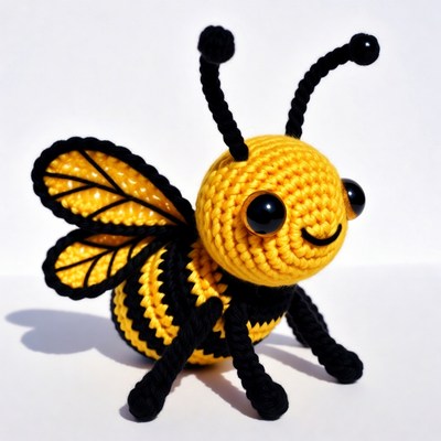 Crocheted Amigurumi Bee Toy