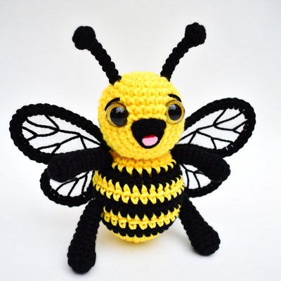 Crocheted yellow bee toy