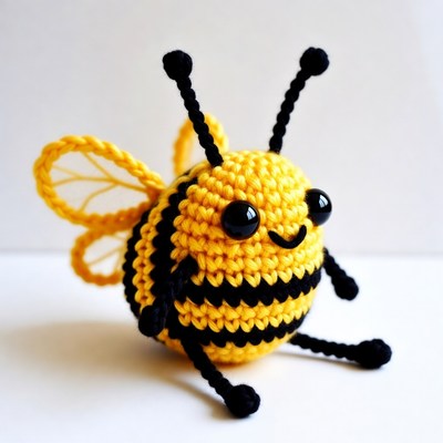 Cute yellow crochet bee toy