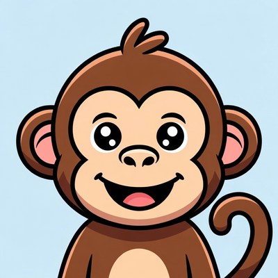 Cartoon monkey smiling happily