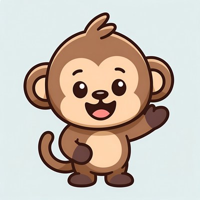 Cute cartoon monkey waving