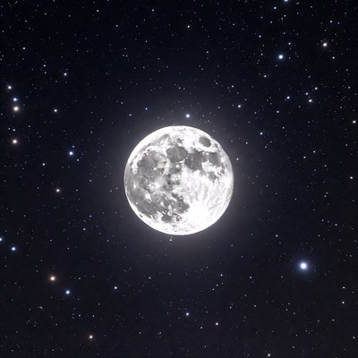 Full Moon in Starry Night Sky