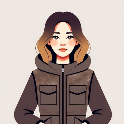 Asian woman in brown hooded jacket