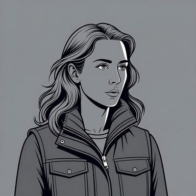 Woman in jacket profile view