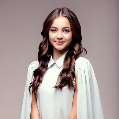 Teen girl with wavy brown hair