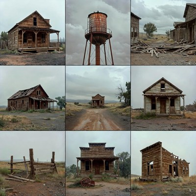 Abandoned Western Ghost Town Buildings