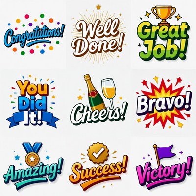 Colorful Congratulations Vector Badges