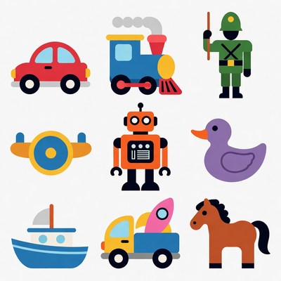 Colorful Toy Icons Set