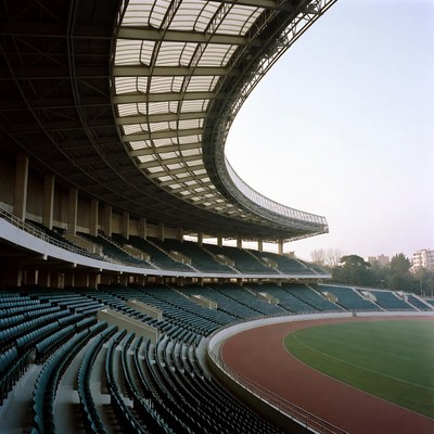 Empty Modern Stadium with Track and Field