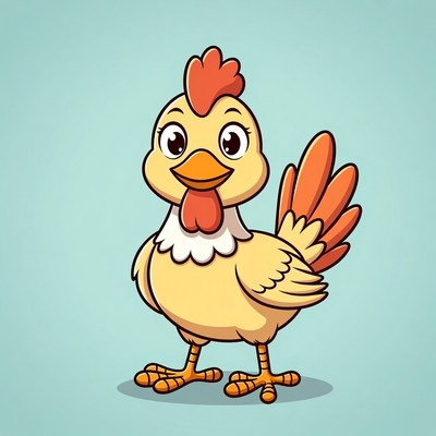 Cute cartoon yellow chicken