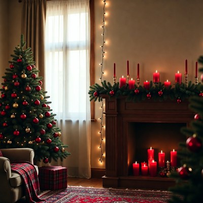 Cozy Christmas Fireplace with Tree