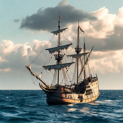 Sailing Ship on Ocean