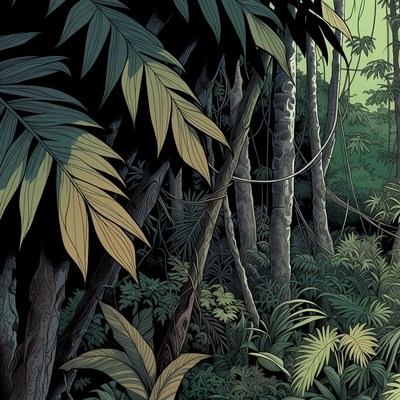 Lush Jungle Forest Illustration