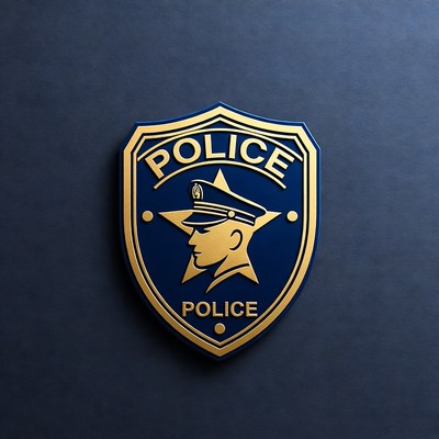 Gold Police Badge with Officer Profile