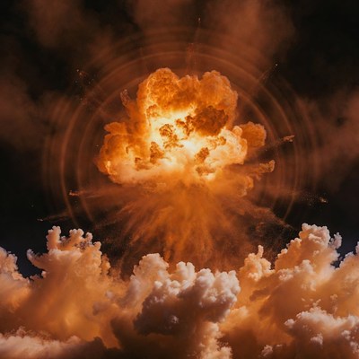 Massive Orange Mushroom Cloud Explosion