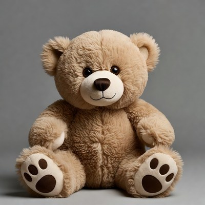 Cute teddy bear on gray background
