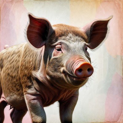 Cute pig on pink background