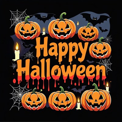 Happy Halloween Pumpkins Illustration