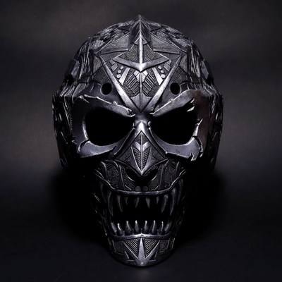 Metallic Spiked Demon Skull Mask