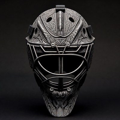 Engraved Metallic Hockey Goalie Mask