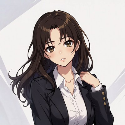 Anime girl in black suit