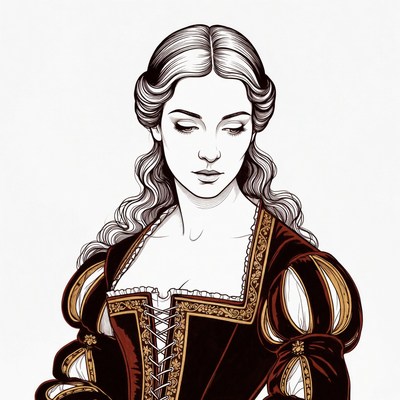 Woman in Renaissance Red Dress