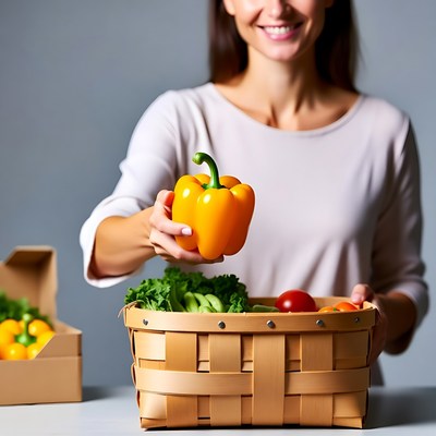 Woman holding yellow bell pepper
