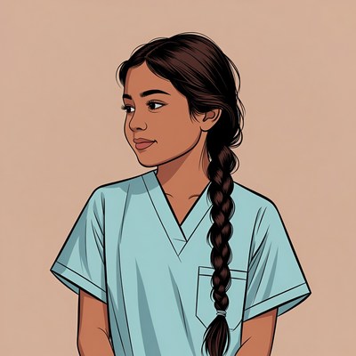 Young Asian nurse profile illustration