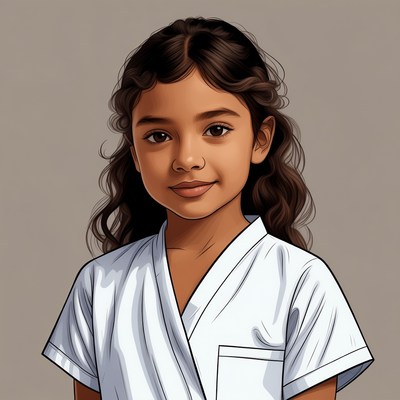 Young Asian girl in white kimono