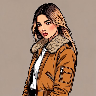 Woman in fur collar jacket