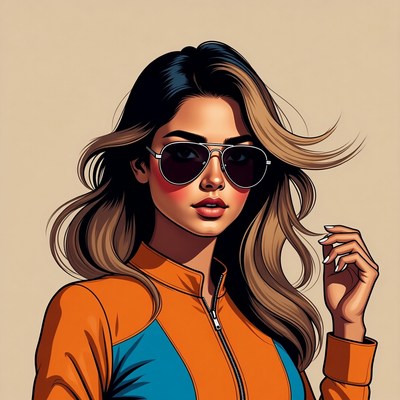 Woman in aviator sunglasses and orange jacket