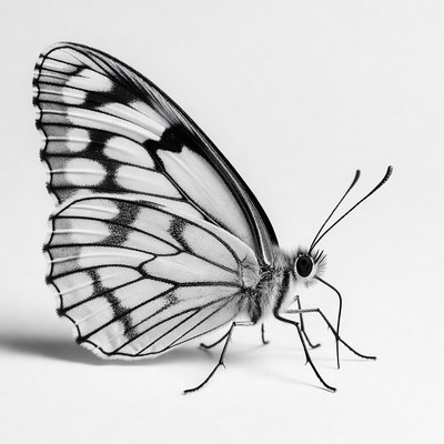 White butterfly with black wings
