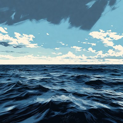 Ocean Waves Under Cloudy Sky