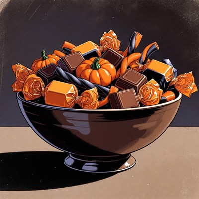 Halloween Candy Bowl with Pumpkins