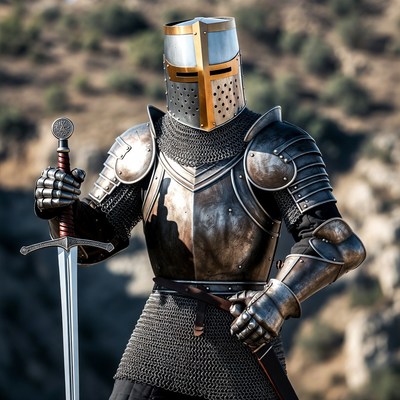 Knight in Armor Holding Sword