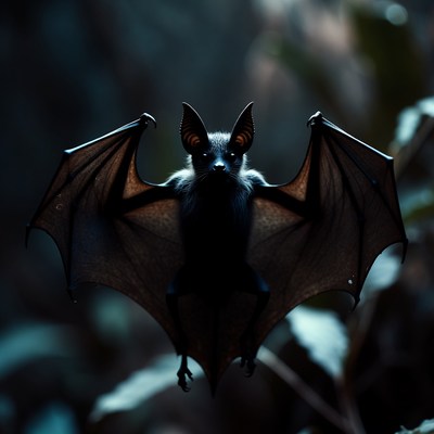 Bat with wings spread